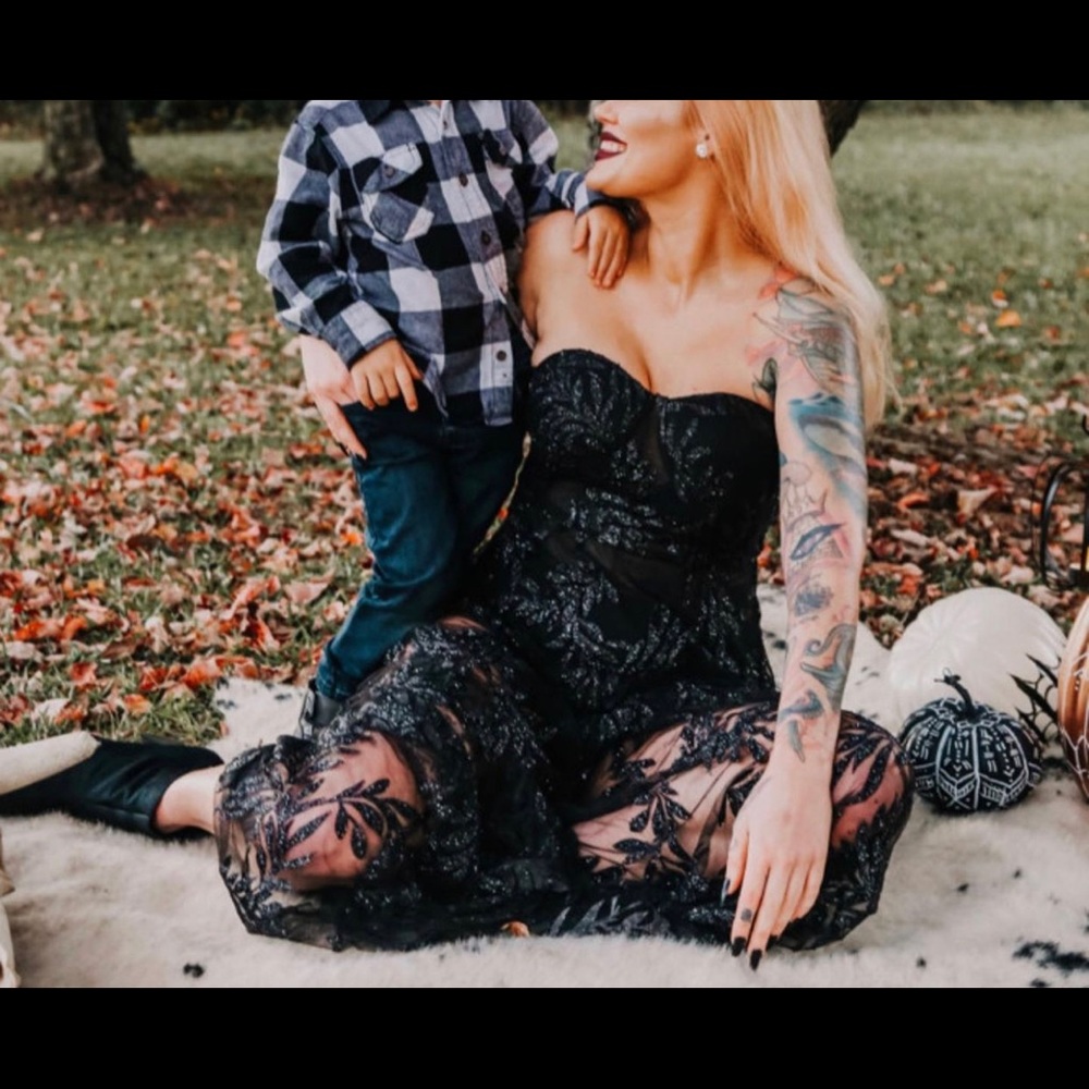 Sheer black glitter maxi dress